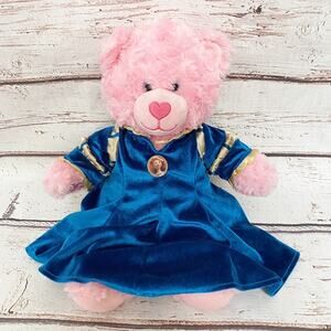 BUILD-A-BEAR Disney Brave Merida Pink Bear Plush Full Blue Dress Outfit BABW